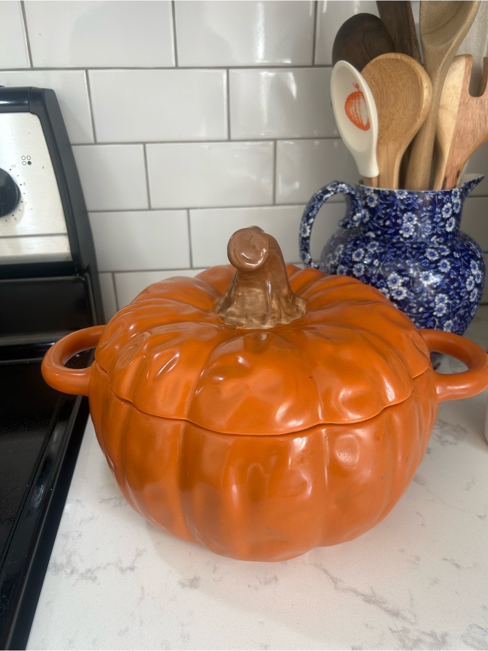 Orange Pumpkin Ceramic Covered Casserole Dish